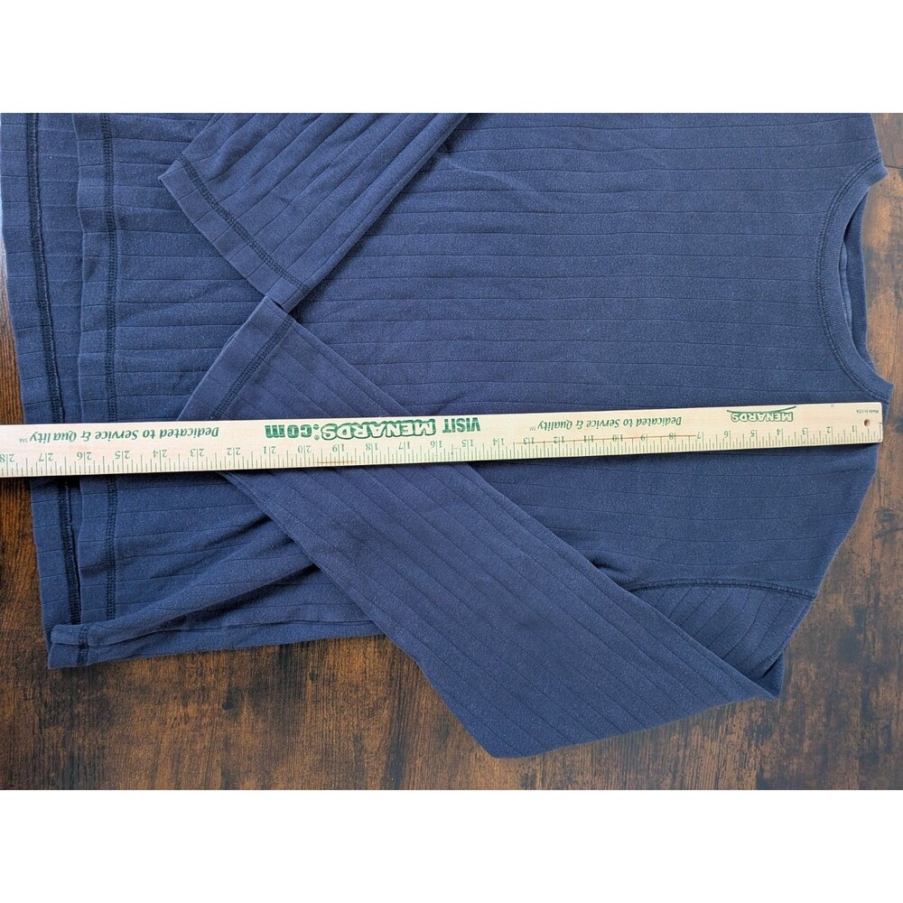 Y2K Tommy Hilfiger Large Navy Blue Ribbed Shirt Long Sleeve Men's Heavyweight - Picture 3 of 10